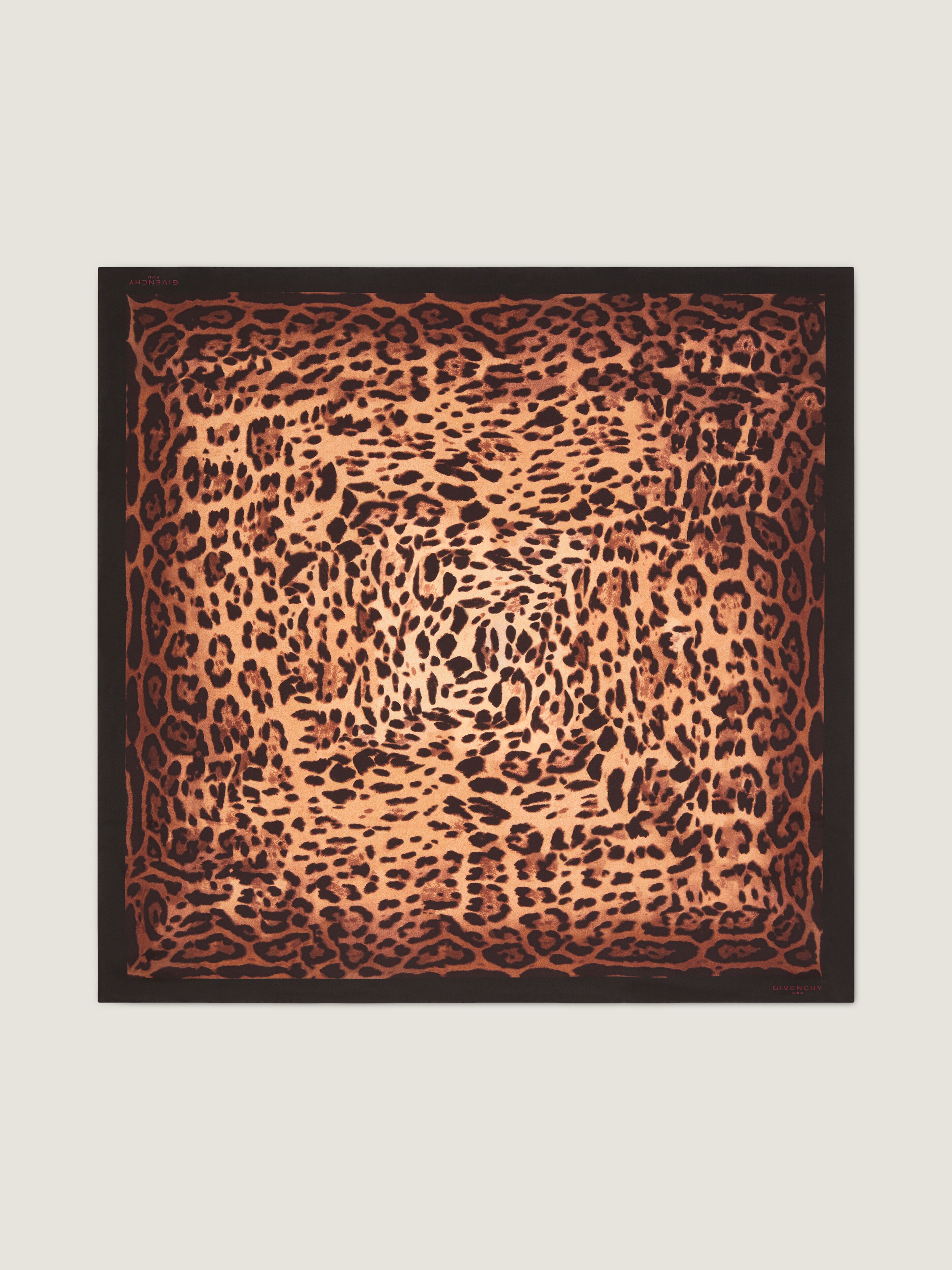 レオパードプリント シルク スクエア スカーフ